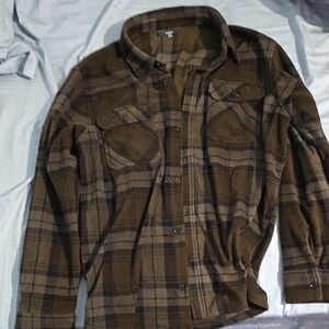 Men's Classic Brown Plaid Shirt Jacket